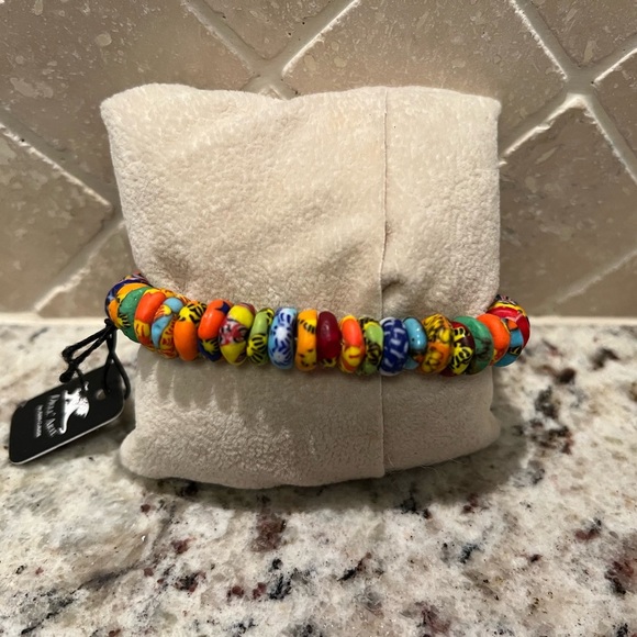 NWT Dell Arte by Jean Claude Multicolored Krobo Beaded Stretch Bracelet - Picture 3 of 6